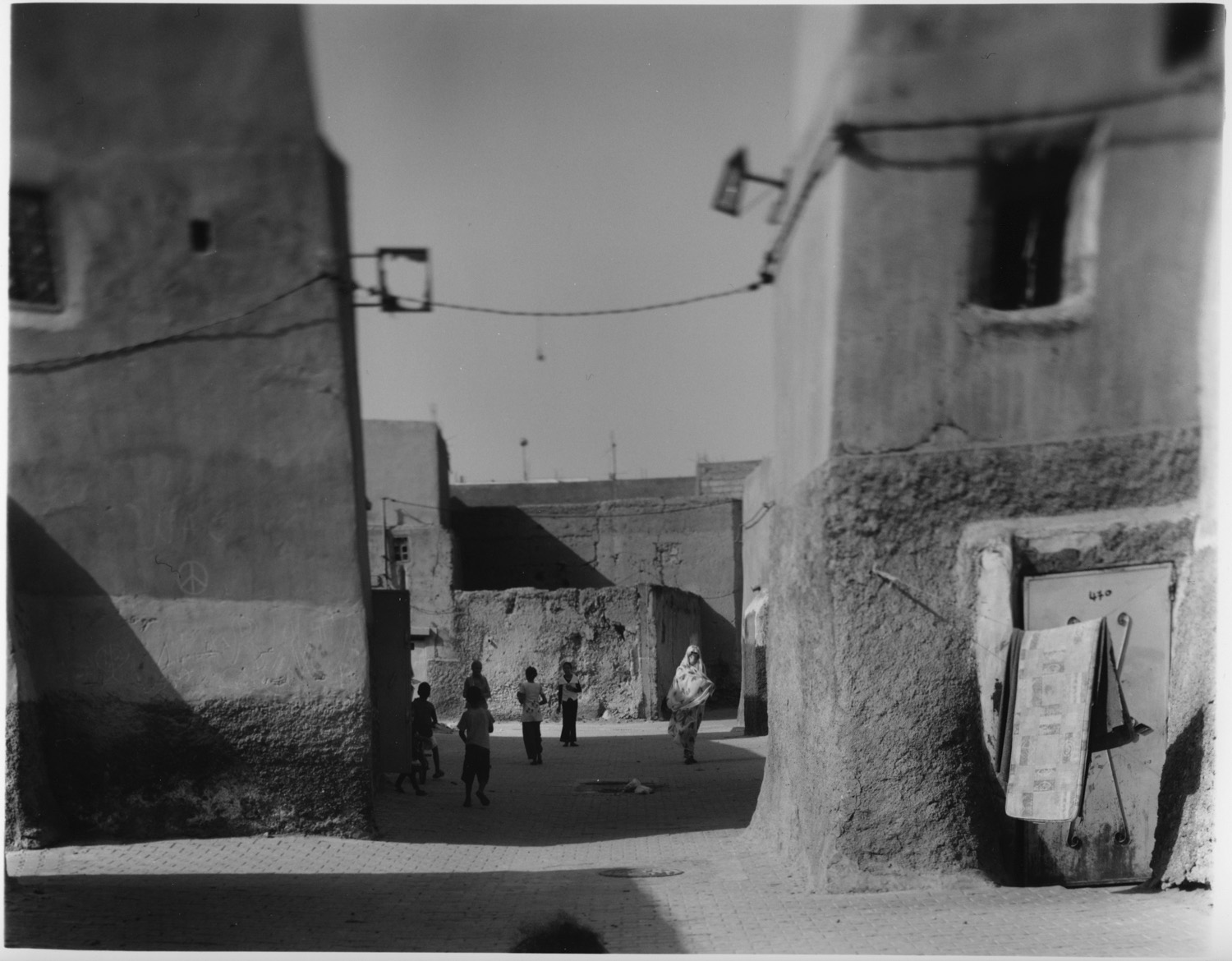 Children in the Street in Tiznit. 2011. BW Negative 4×5 inch.