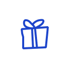 рукописная иконка подарок нарисованная синим карандашом