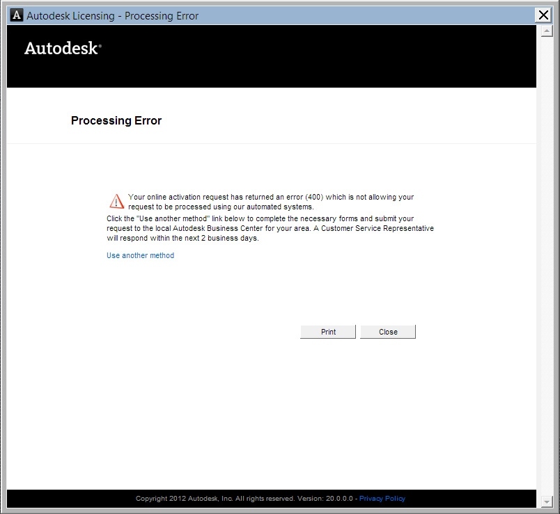 Process error. Управление лицензиями Autodesk.