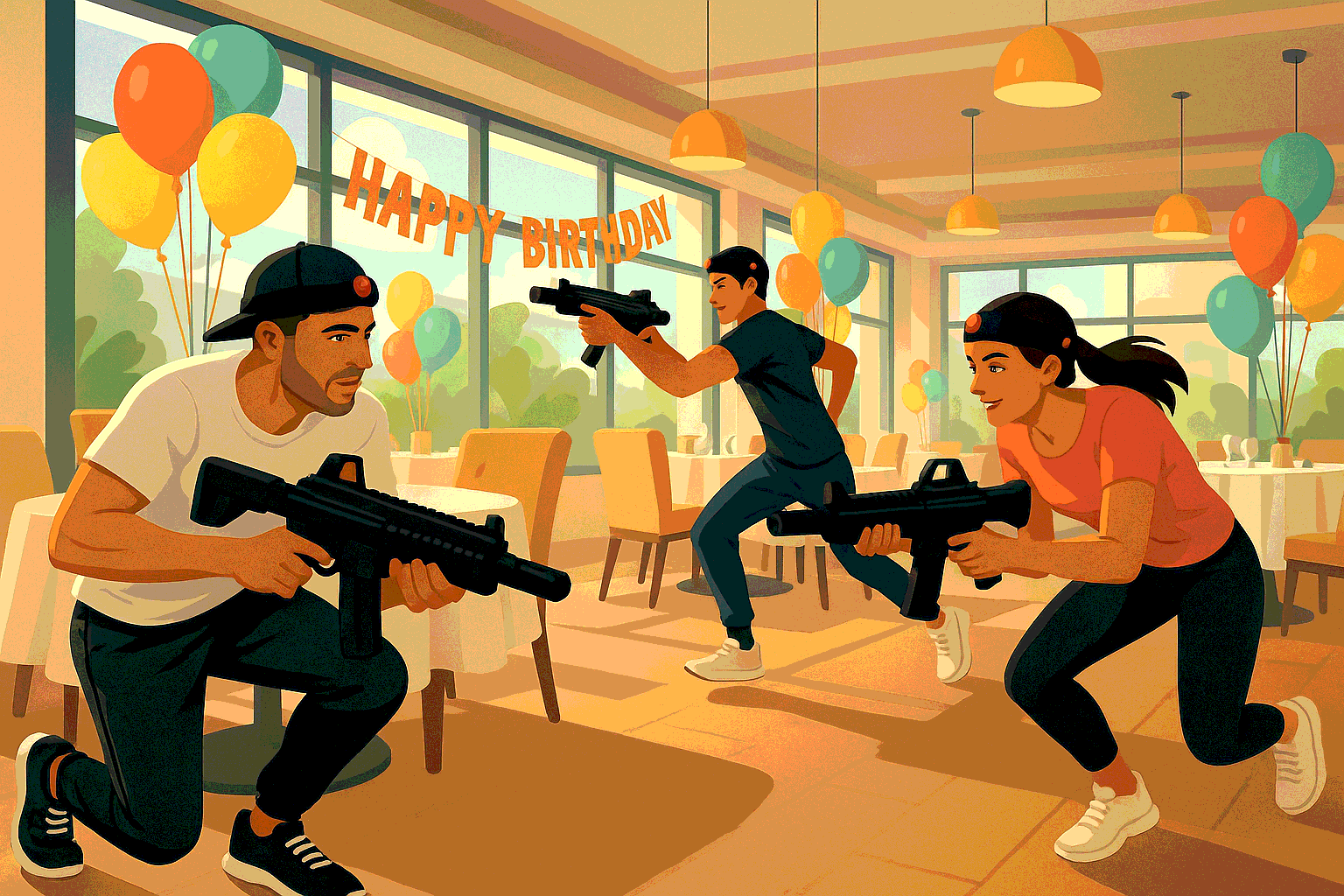 Laser tag in restaraunt