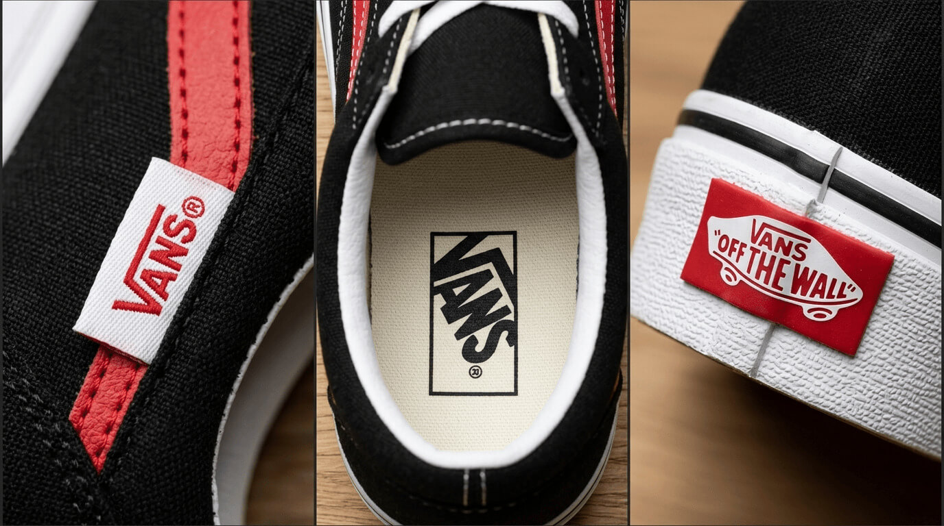 коллаж расположения маркировок на кедах Vans