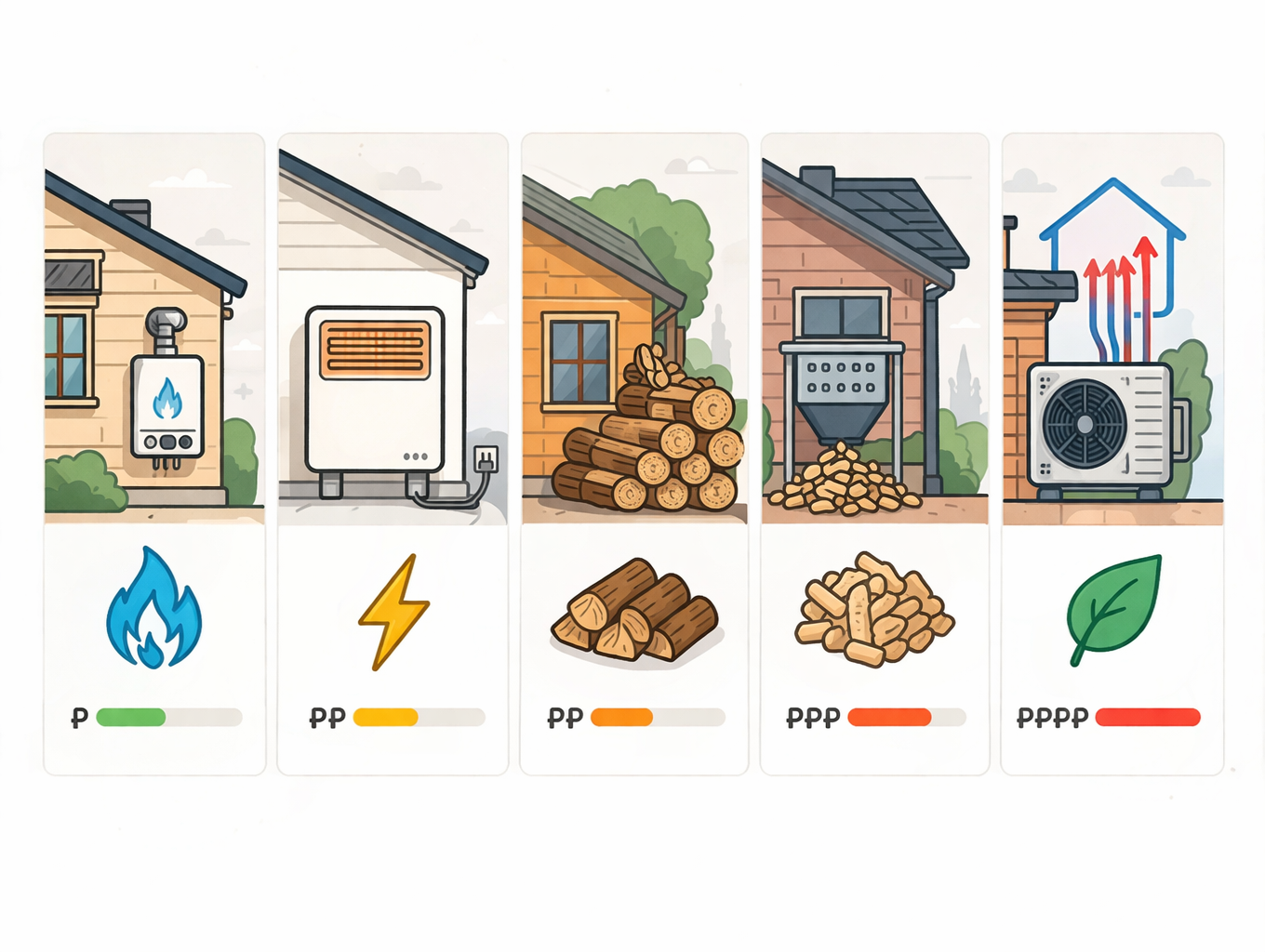 Сравнение видов топлива для отопления частного дома — газ, электричество, дрова, пеллеты, тепловой насос