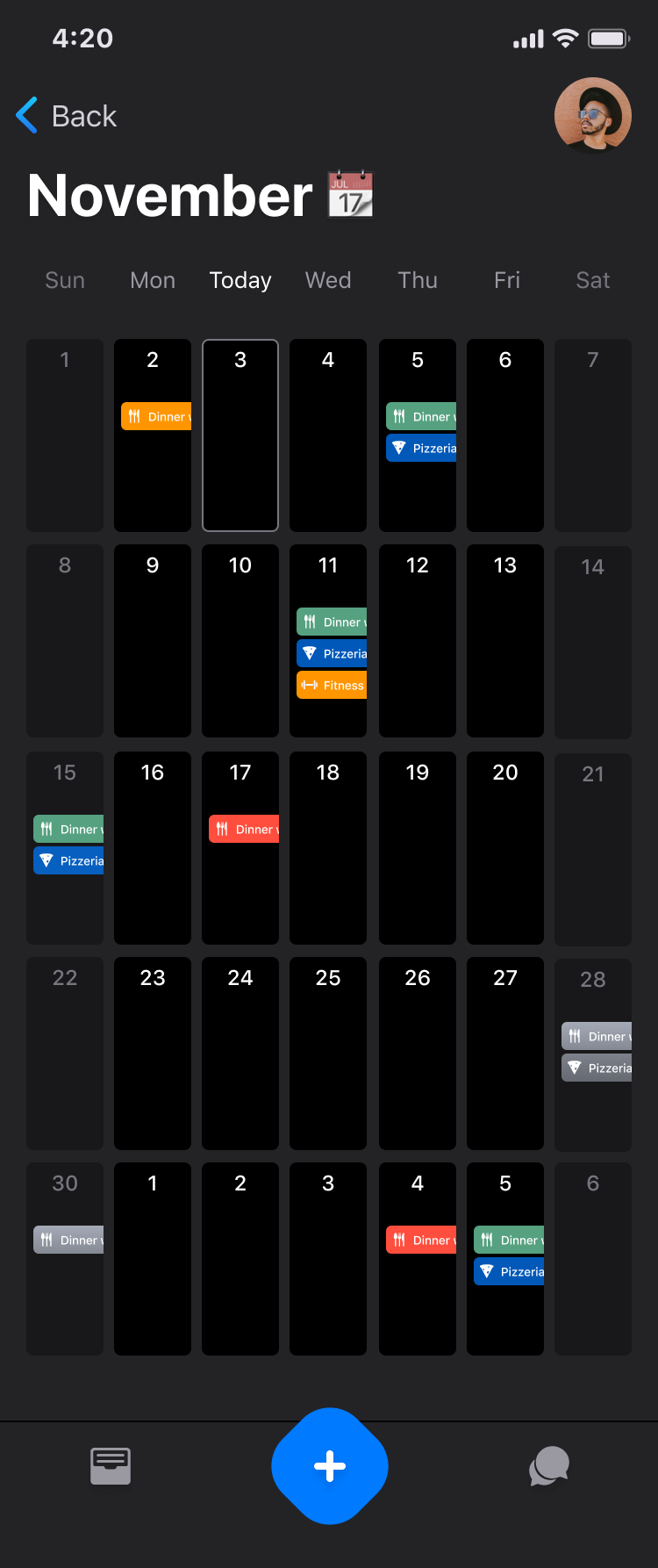 Calendar events pickers figma ios ui kit