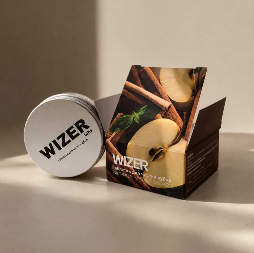 Зубная паста в таблетках Wizer "Яблоко корица мята"