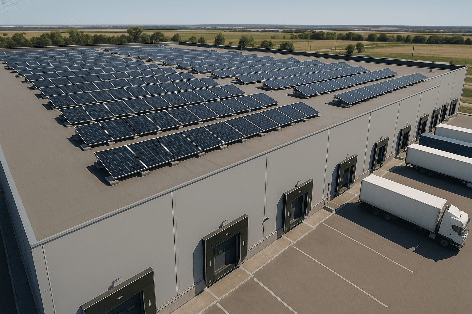 Сетевая крышная СЭС 50 кВт для логистического центра | Solartek