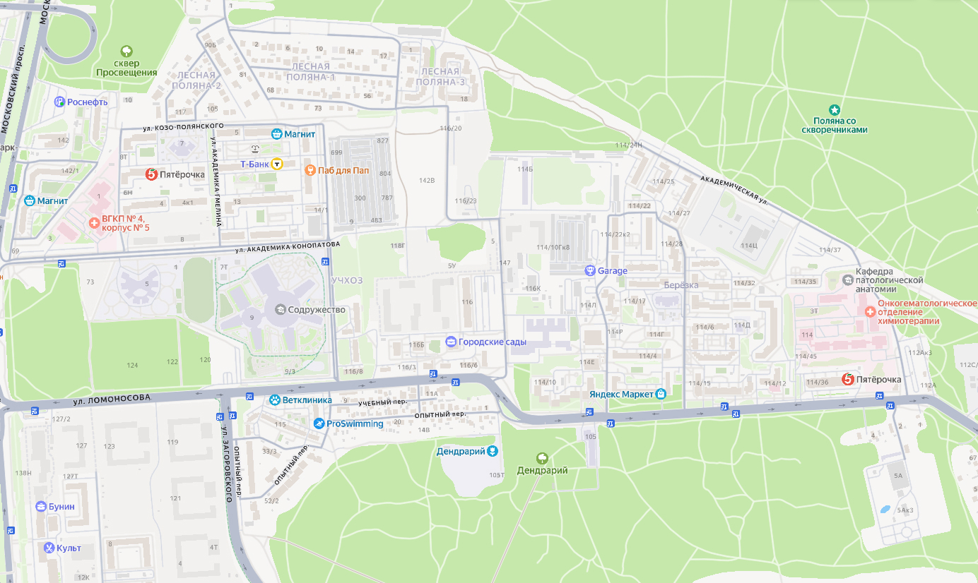 Карта района КРОНА ПАРК в Воронеже