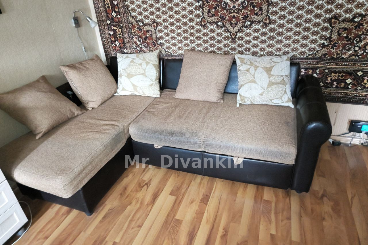 Угловой диван с подушками: до перетяжки — Mr. Divankin