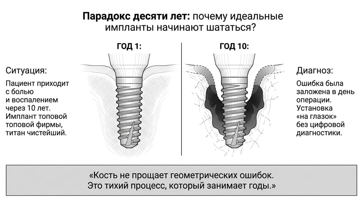 Почему импланты начинают шататься через 10 лет