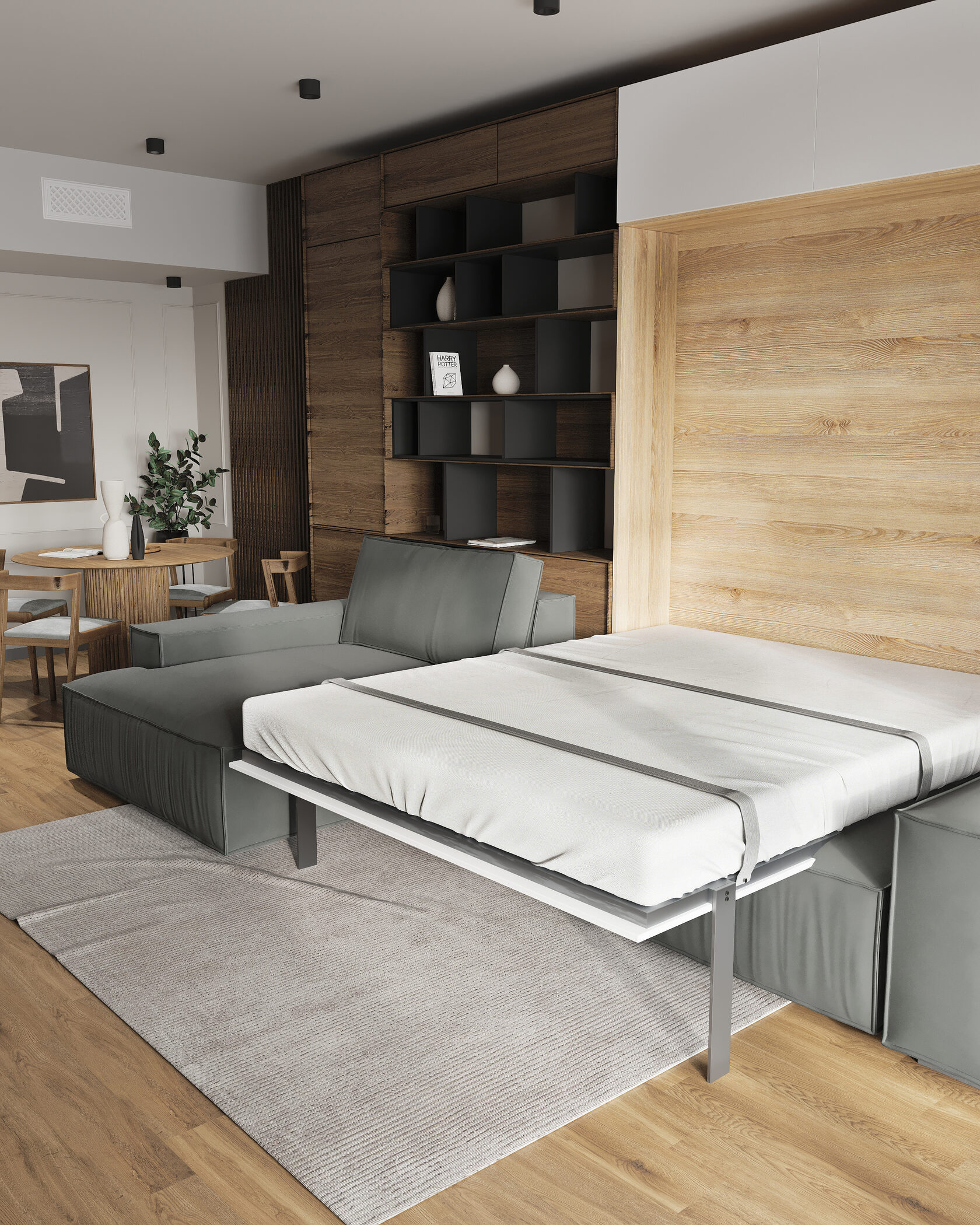 Шкаф-кровать в интерьере для квартиры-студии в Дубае