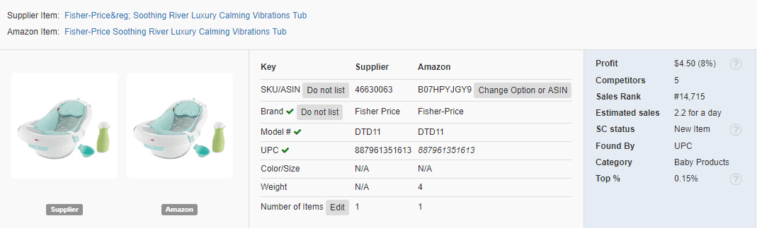 8% profit fnd 2+ sales a day Fisher-Price Soothing River Luxury Calming Vibrations Tub for dropshipping from BuyBuyBaby on Amazon