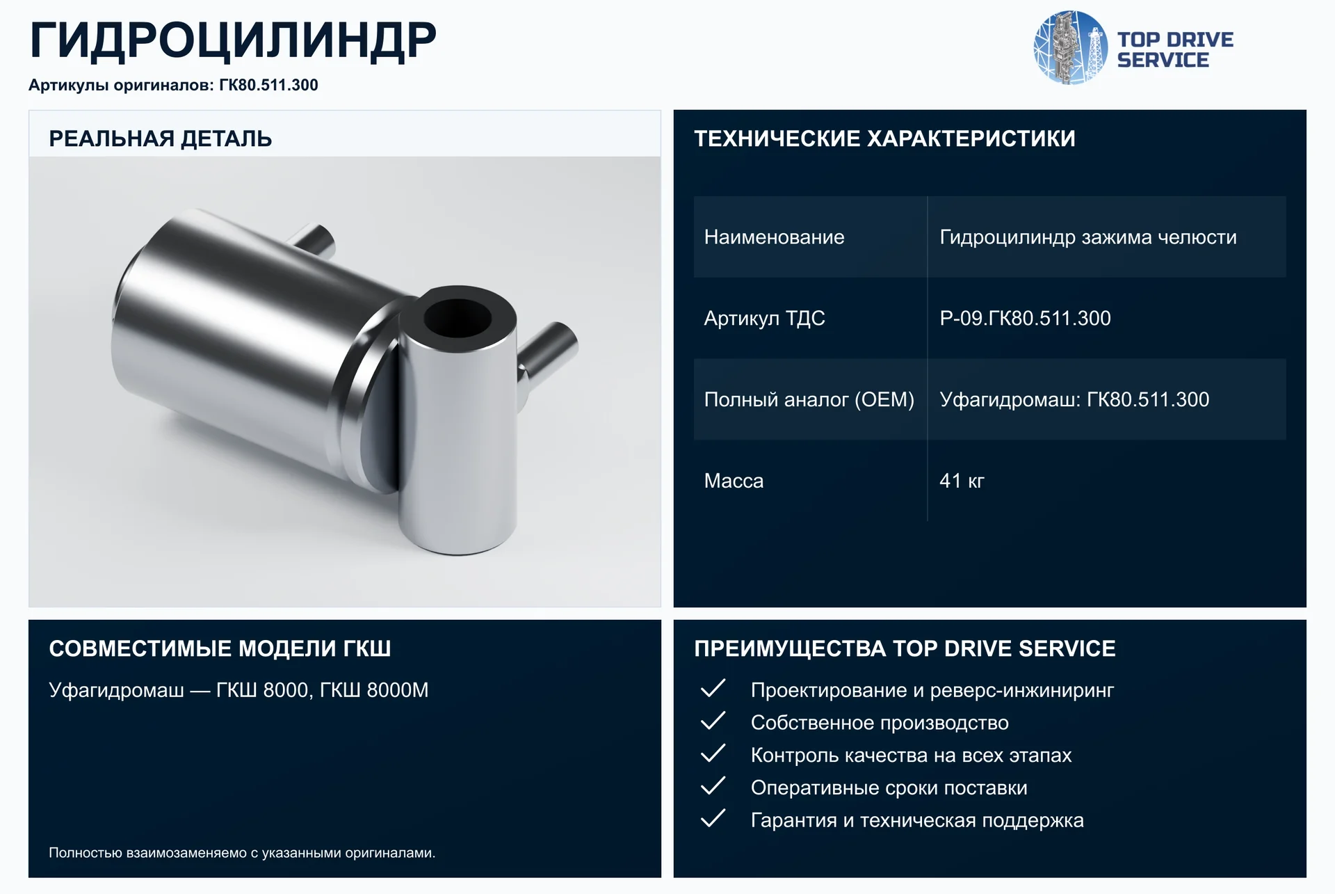 Гидроцилиндр зажима челюсти — OEM ГК80.511.300