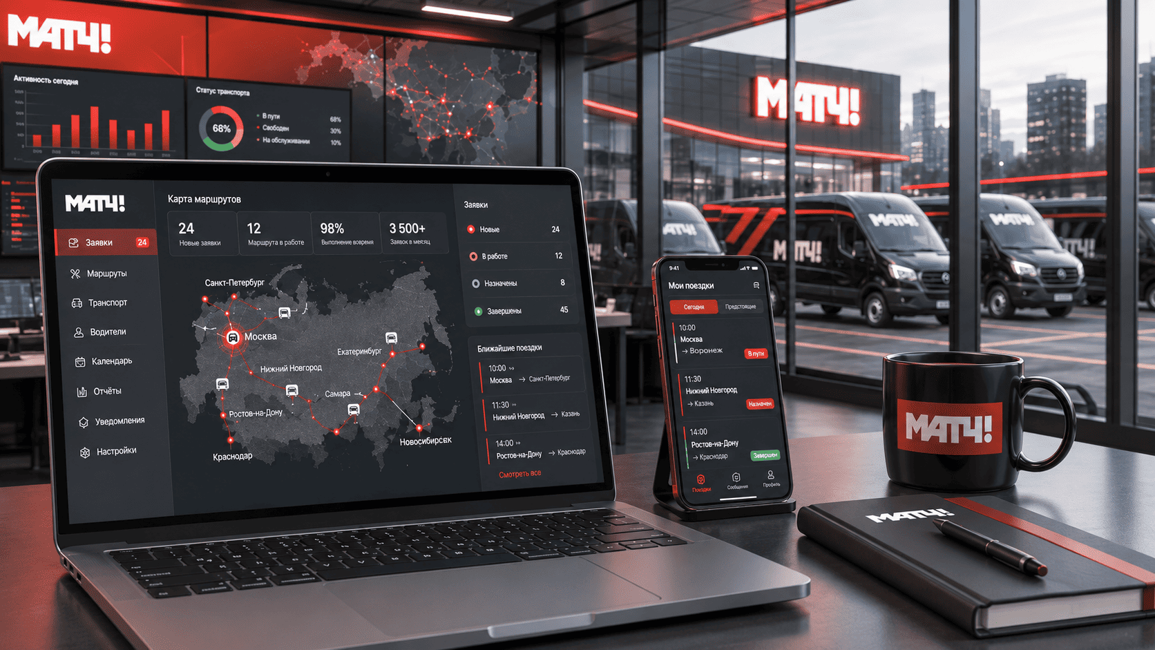 Интерфейс системы управления корпоративным транспортом