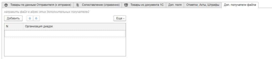 Вкладка «Доп. получатели файла» в карточке Титула 3