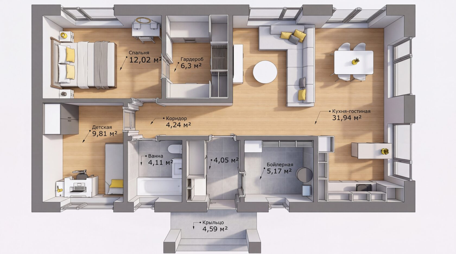 Планировка LUMI 80 Open Space