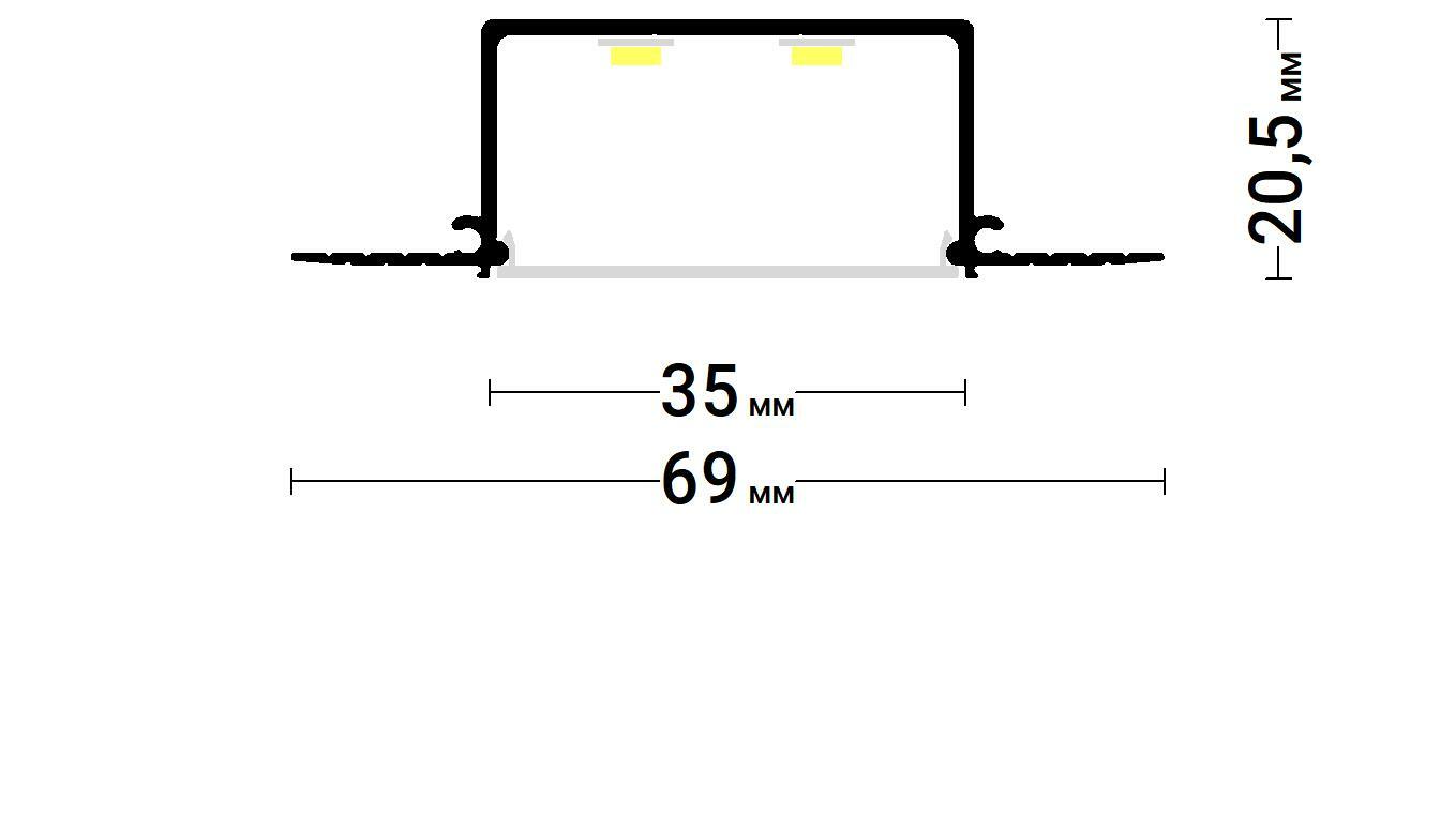 Врезной профиль для светодиодной ленты схема