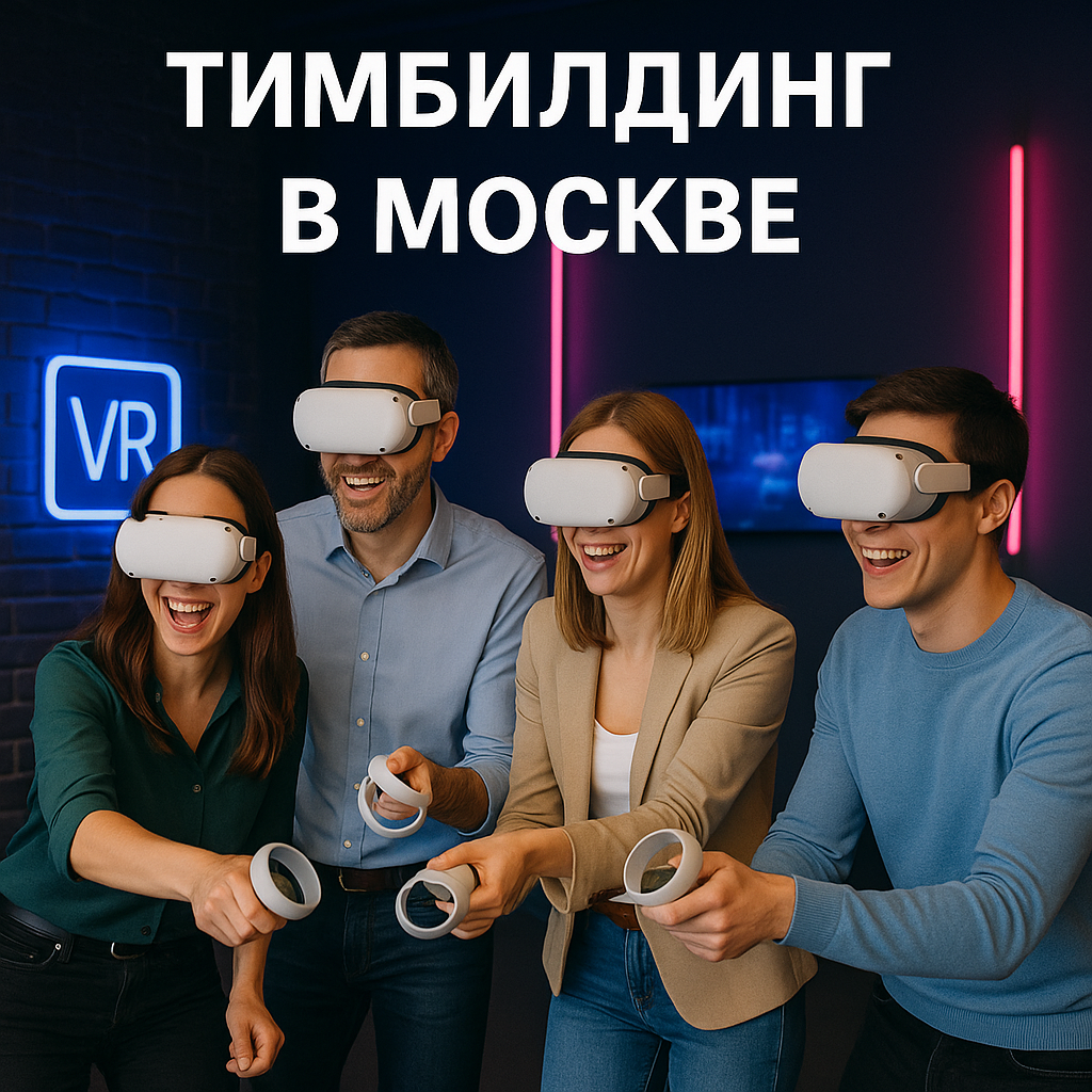 Тимбилдинг Москва — команда проходит VR-квест в виртуальном клубе