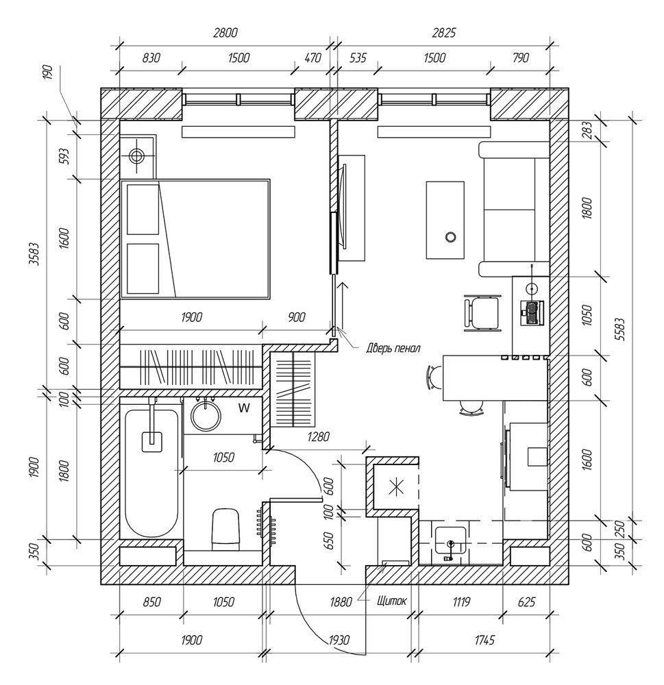 Создание интерьера в archicad от надежды бейнер