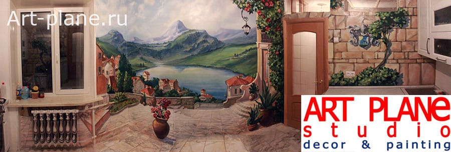 Роспись стен на кухне (72 фото)