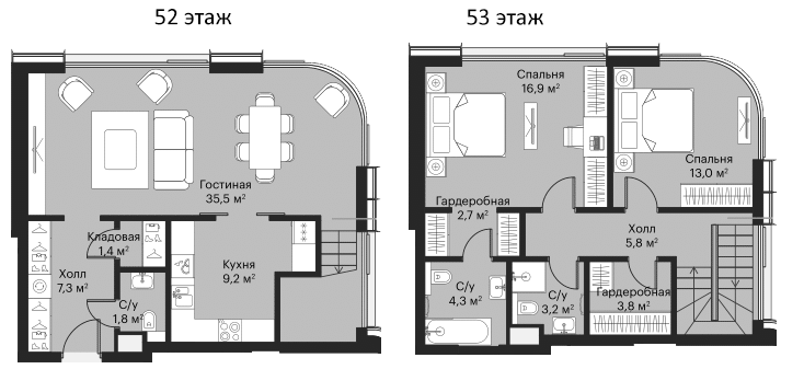 2-комн пентхаус 104,9 м²