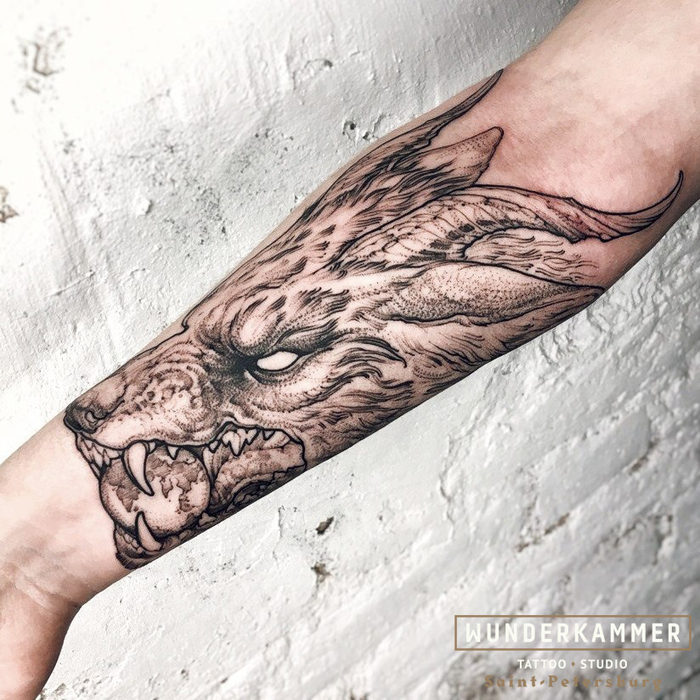 Татуировки оскал волка: значение и фото
