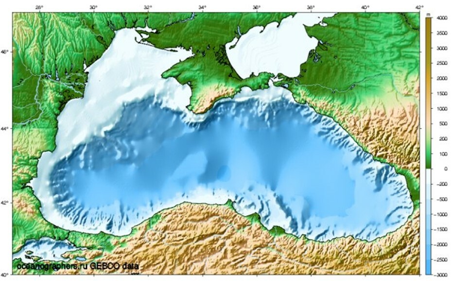 Береговая линия глубина. Рельеф дна черного моря. Чёрное море глубина рельеф. Чёрное море глубина рельеф дна. Карта рельефа черного моря.