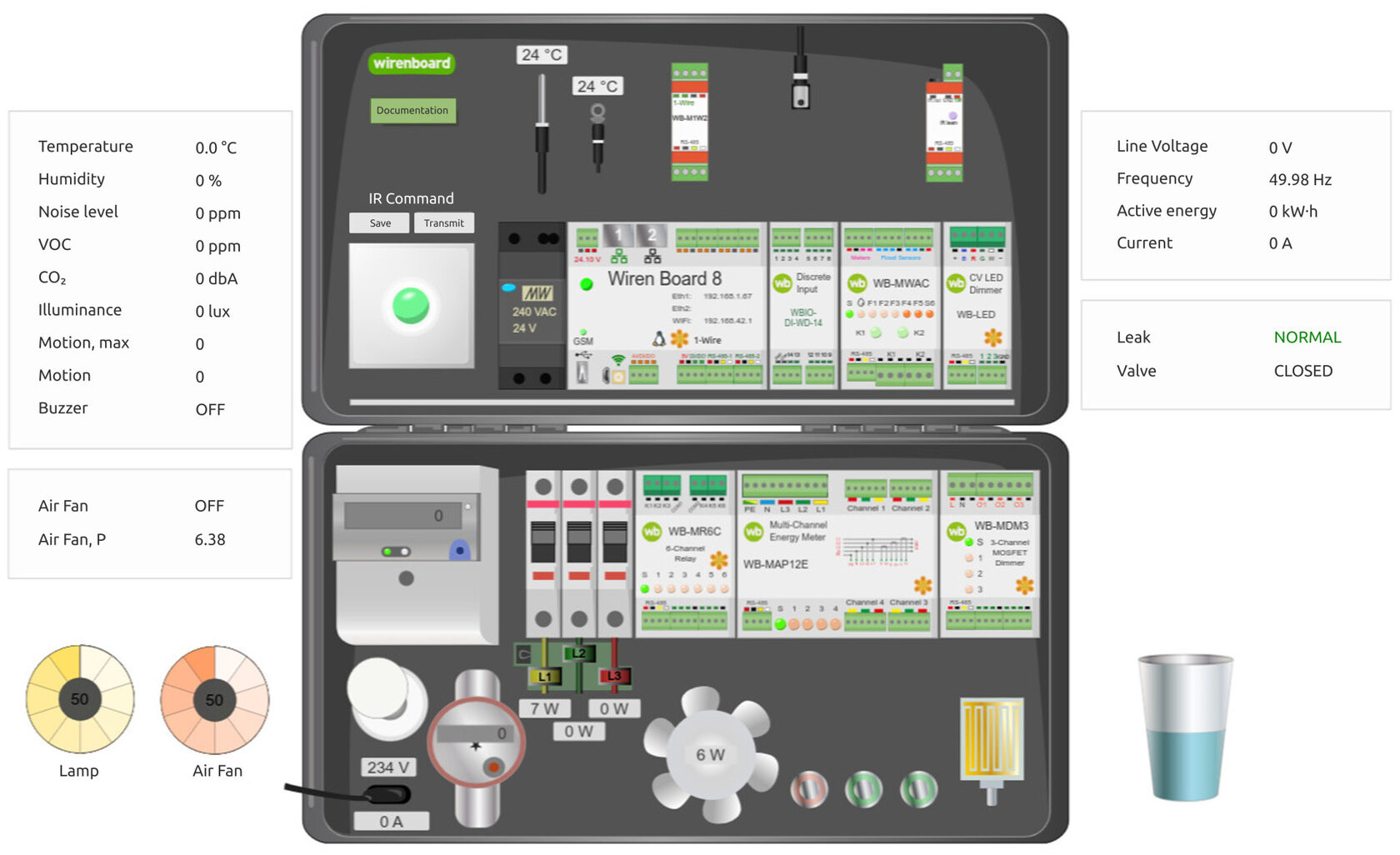 Интерфейс демо чемодана Wiren Board