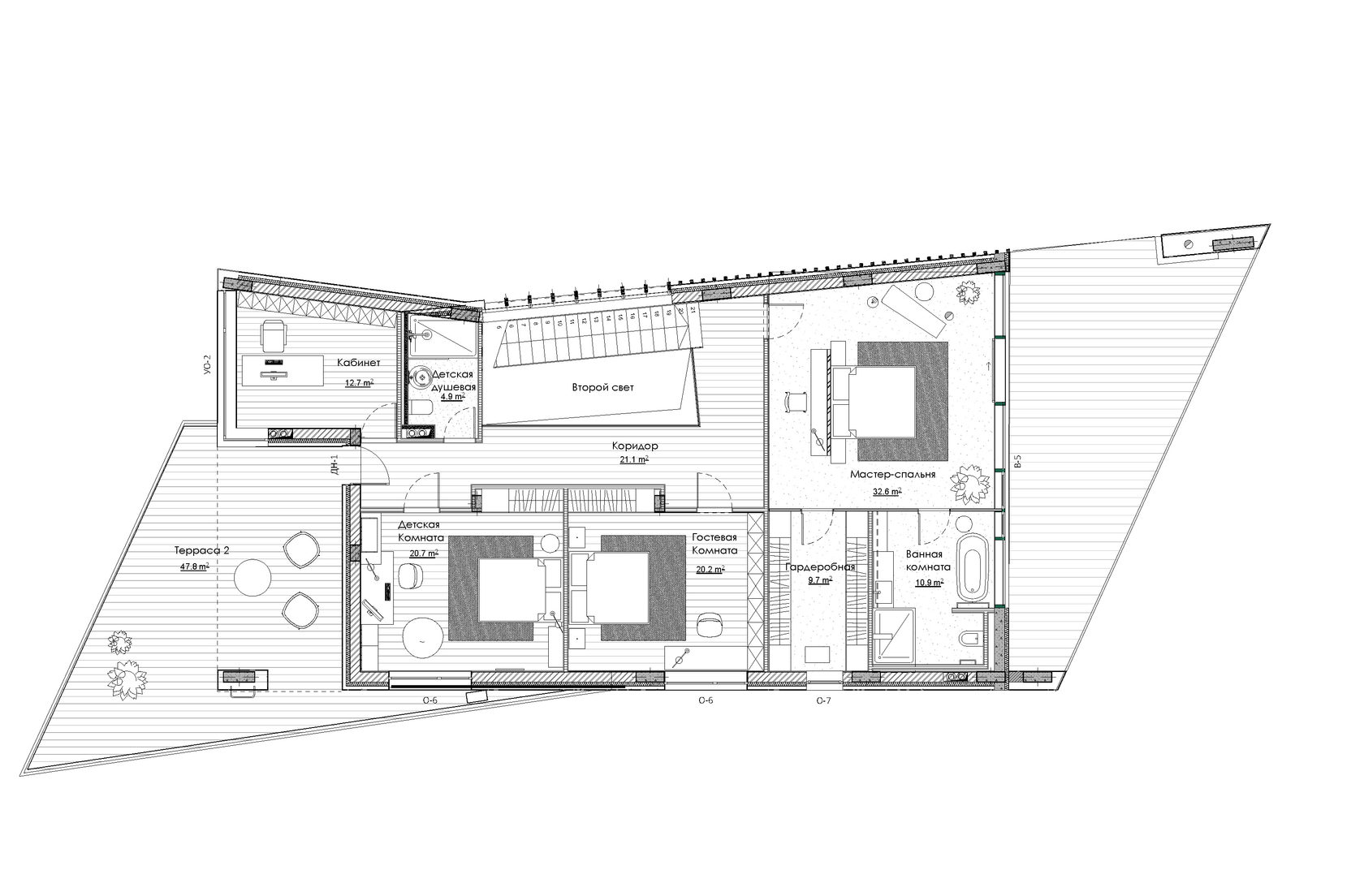 Interiors private house in the Lesnoy Peyzazh housing estate