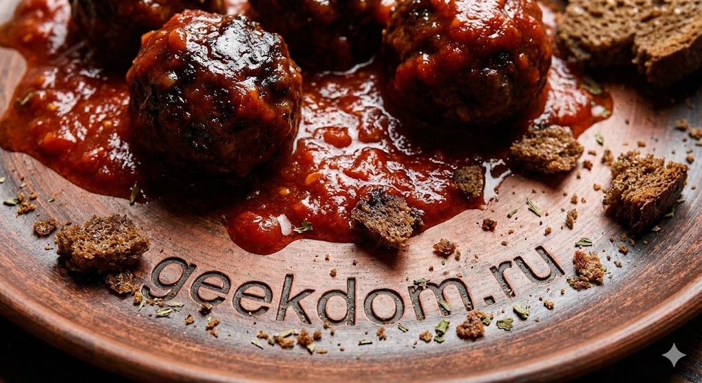 Мясные тефтели в остром томатном соусе имитация метеоритов