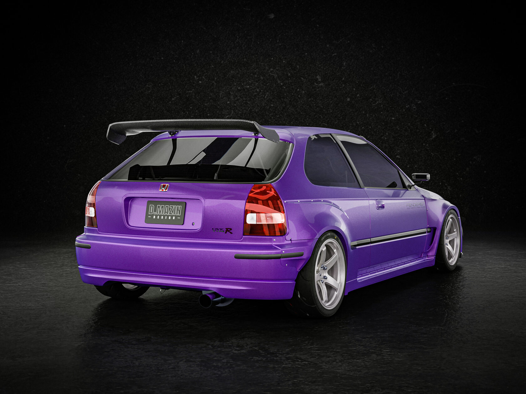 3.5” Fender Flares For Honda Civic Hatchback 2DR – Extra Wide Body Kit, Black PP Polyurethane
