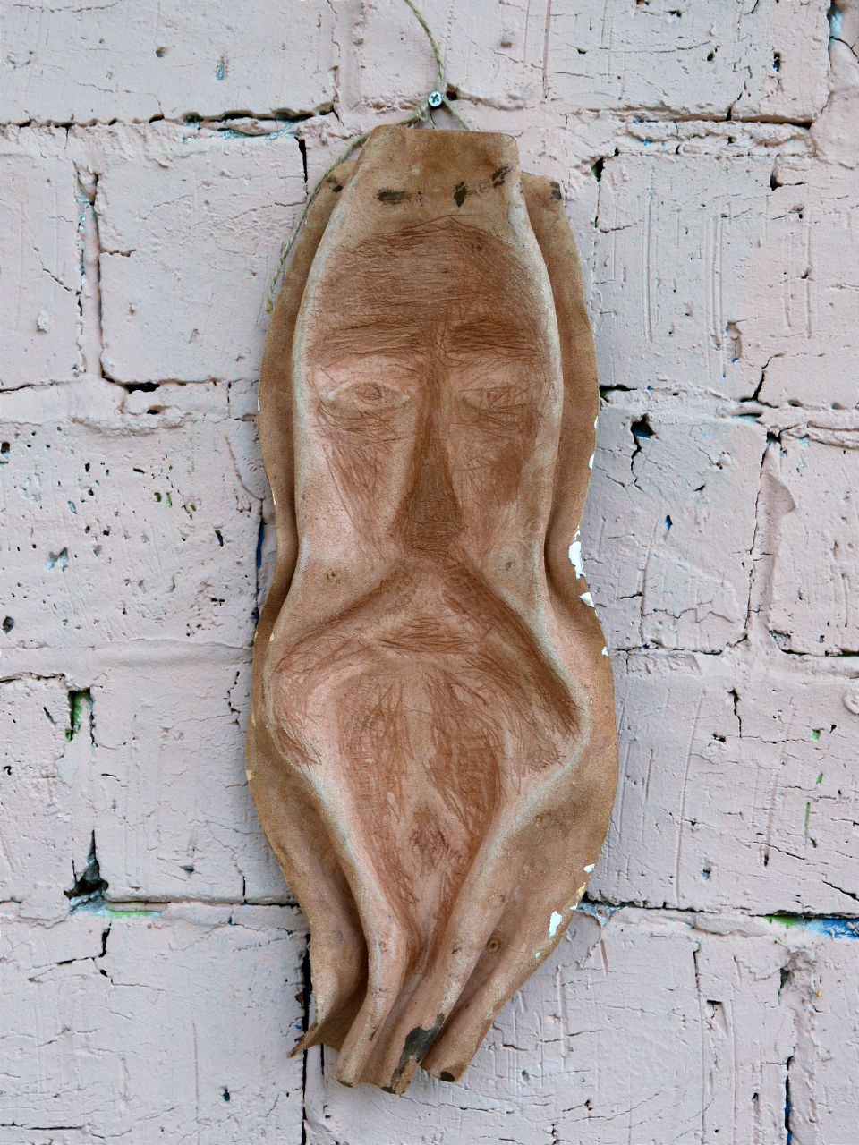 Маска из фактурной кожи настенная А.МузылевЪ &quot;Размышления Агностика перед Древом Мира&quot;