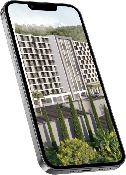 Апартаменты в Сочи, Апарт-комплекс Сочи, комплекс Grand Hotel Marine Garden в Сочи, Купить апартаменты Сочи, Вид на горы и море, Комплекс с шикарными видами, Мокап телефона