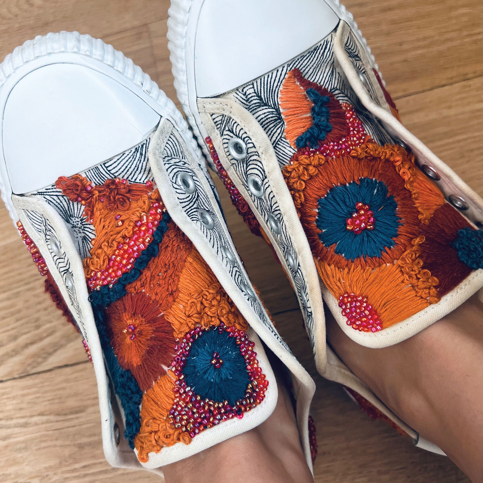 Embroidery on sneakers