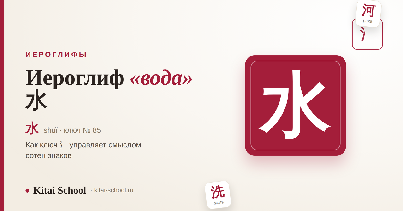 Иероглиф «вода» 水 (shuǐ) и ключ 氵 — как управляет смыслом других знаков