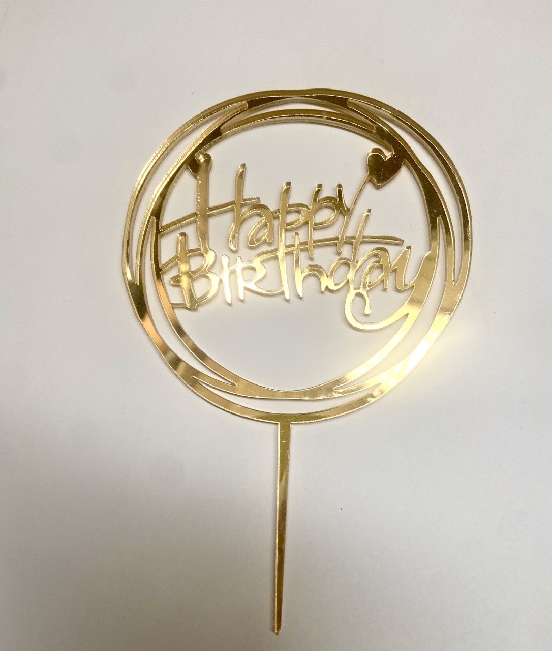 Топпер &quot;Happy Birthday&quot; из золотого зеркального акрила 