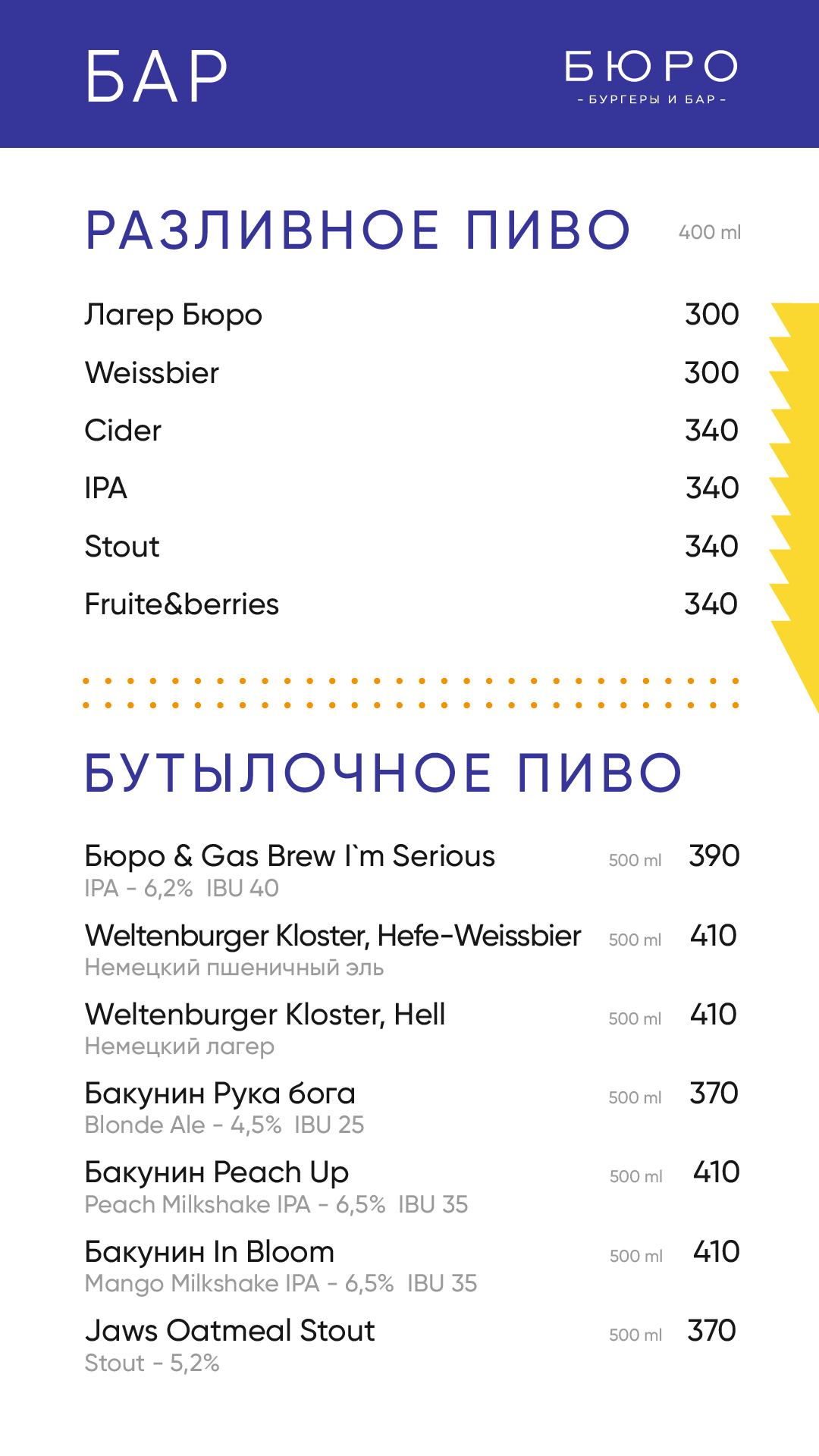 Барное меню