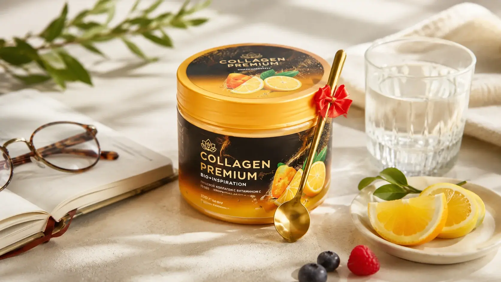  Польза пищевого коллагена для пожилых людей: Collagen Premium, вода и цитрусы