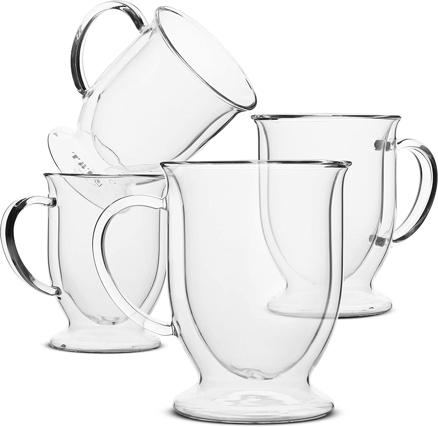 Yuncang [4-Pack,12 Oz] Glass Coffee Mugs 350 ml,Double Wall