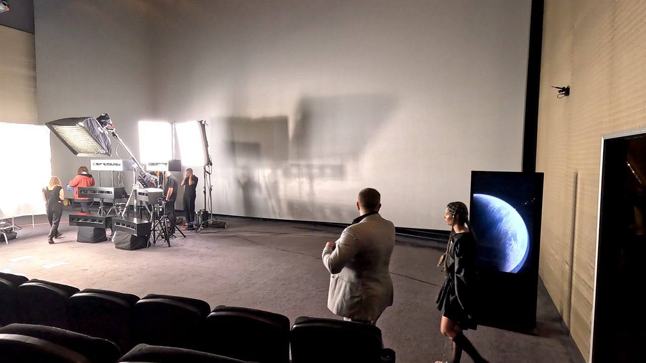 Eterna premiere scanning setup in a cinema hall