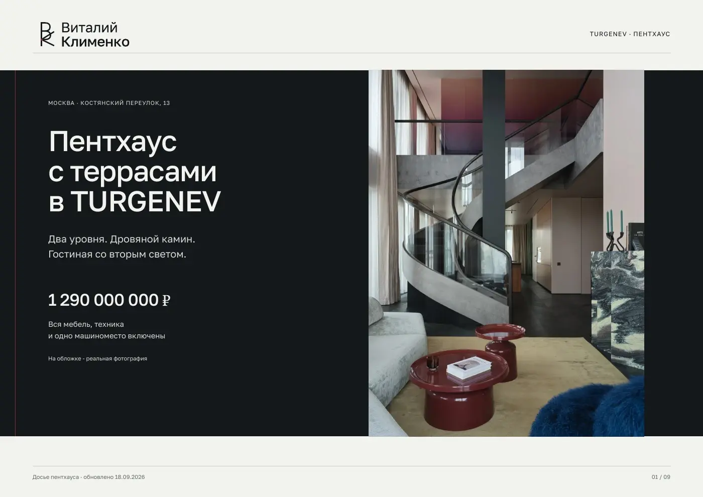Обложка досье пентхауса TURGENEV