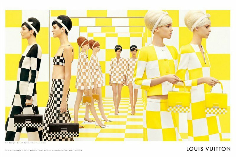 Louis Vuitton весна–лето 2013: жёлто-белая клетка, вдохновлённая Даниэлем Бюреном