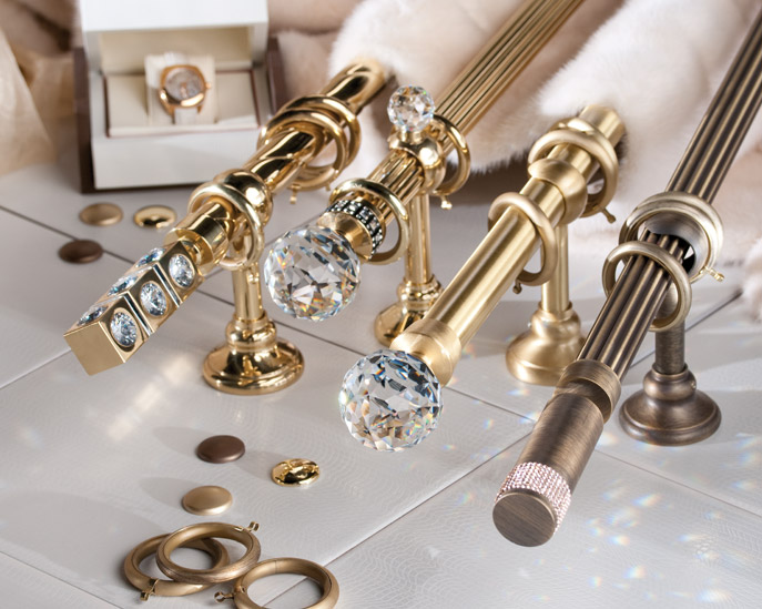 Премиальные латунные круглые карнизы с кристаллами Swarovski, ASHTORY