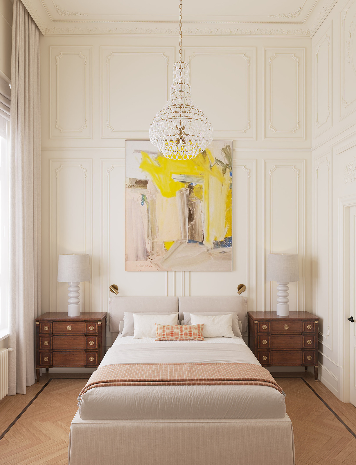 Светильник Vistosi и кровать Twils в интерьере дизайнера Екатерины Фёдоровой