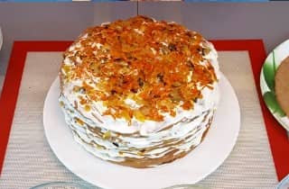 Приготовление печеночного торта из куриной печени с морковью и луком: шаг 15