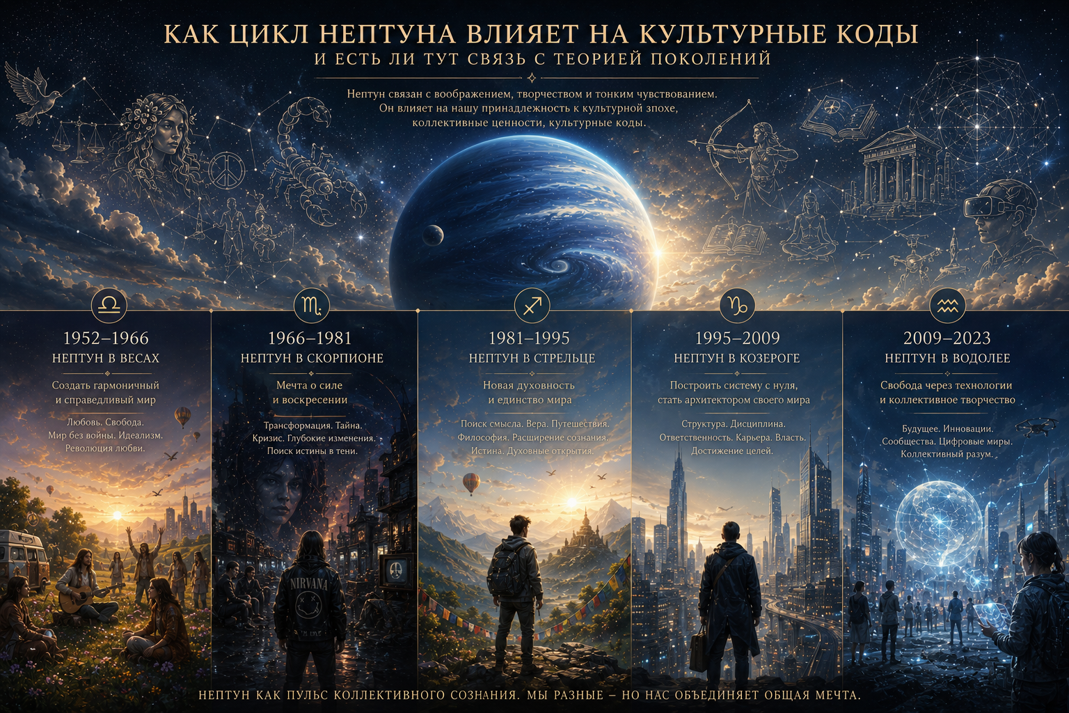 Нептун, циклы нептуна, джйотиш, восточная астрология, индийская астрология, ведическая астрология, теория поколений, коллективное бессознательное, транссатурновые планеты, цикличность, астростратегии, нептун в весах, нептун в скорпионе, нептун в стрельце, нептун в козероге, футуризм