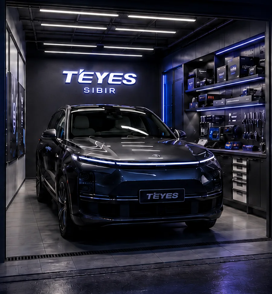 Автомобиль в установочном боксе TEYES Sibir