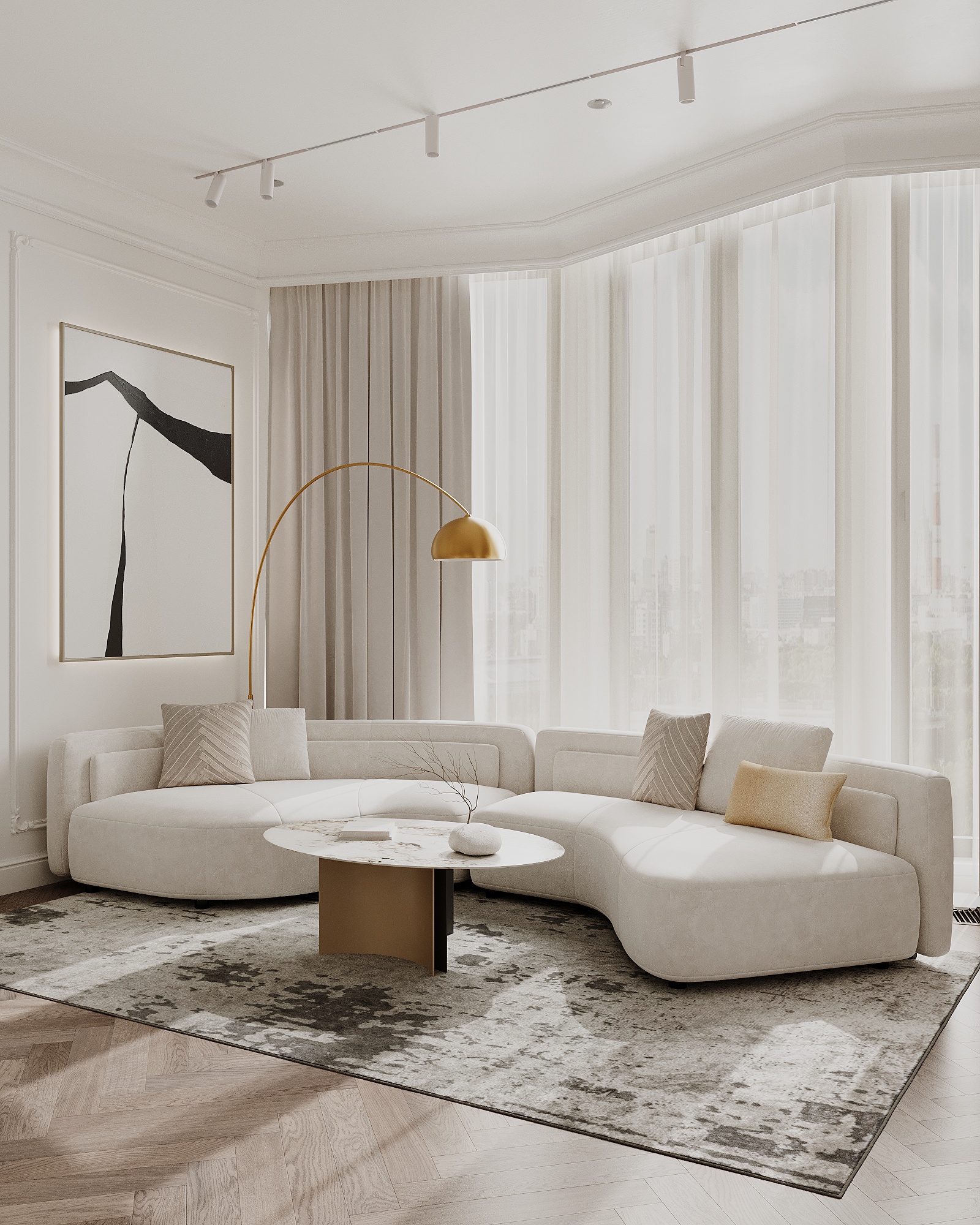 Дизайн проект четырехкомнатной квартиры в классическом стиле в ЖК "Береговой"