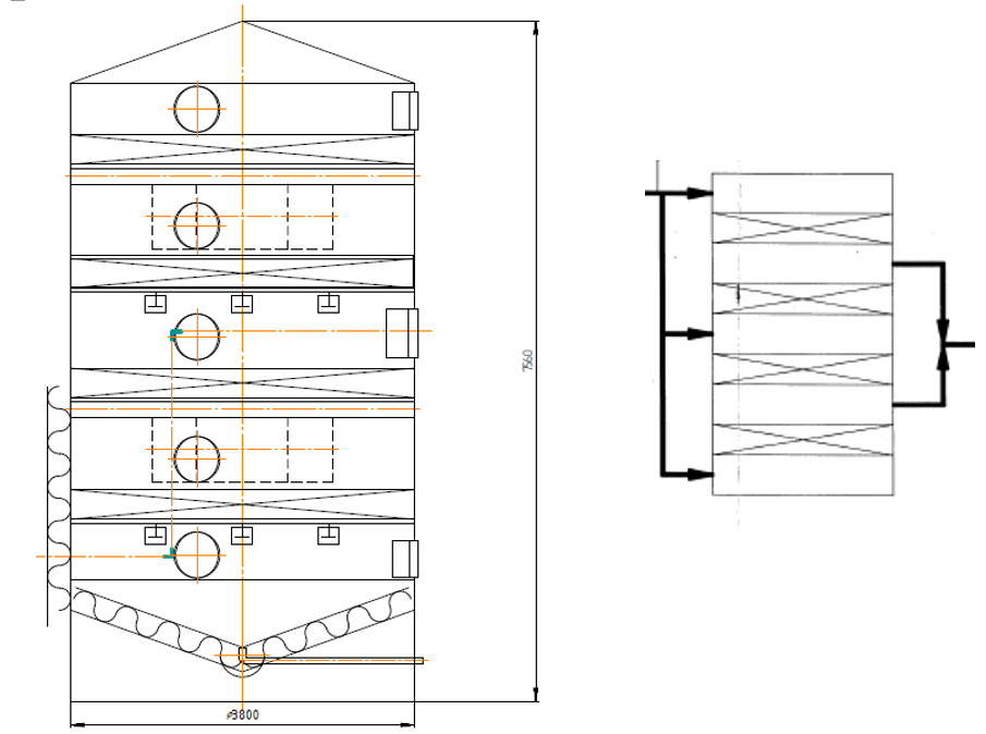 Вид реактора каталитического окисления на производстве малеинового ангидрида