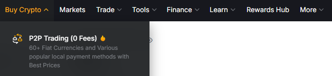 Окно раздела P2P на бирже Bybit
