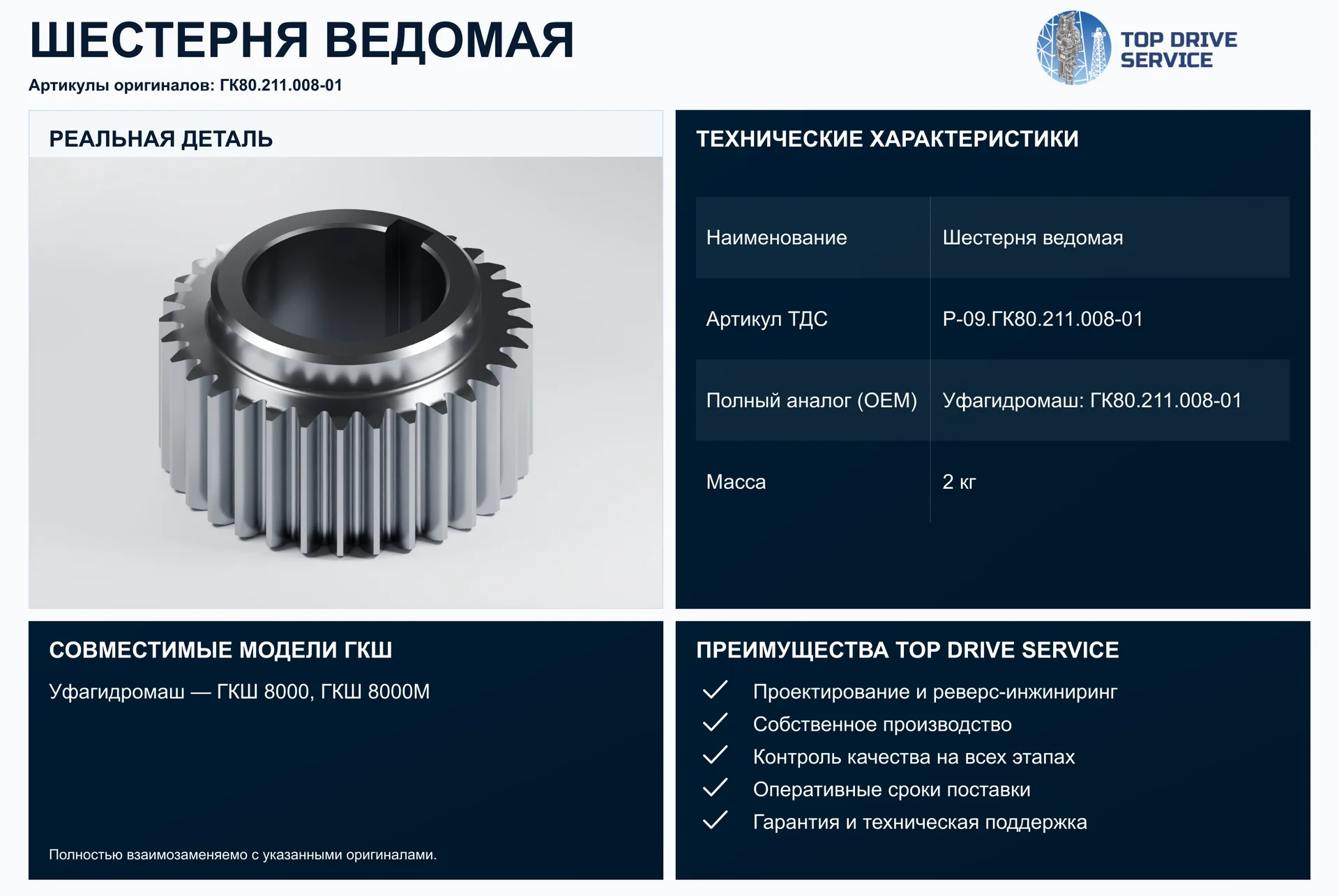Шестерня ведомая — OEM ГК80.211.008-01