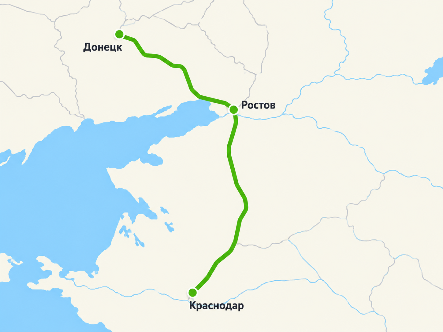 Маршрут Донецк — Ростов — Краснодар